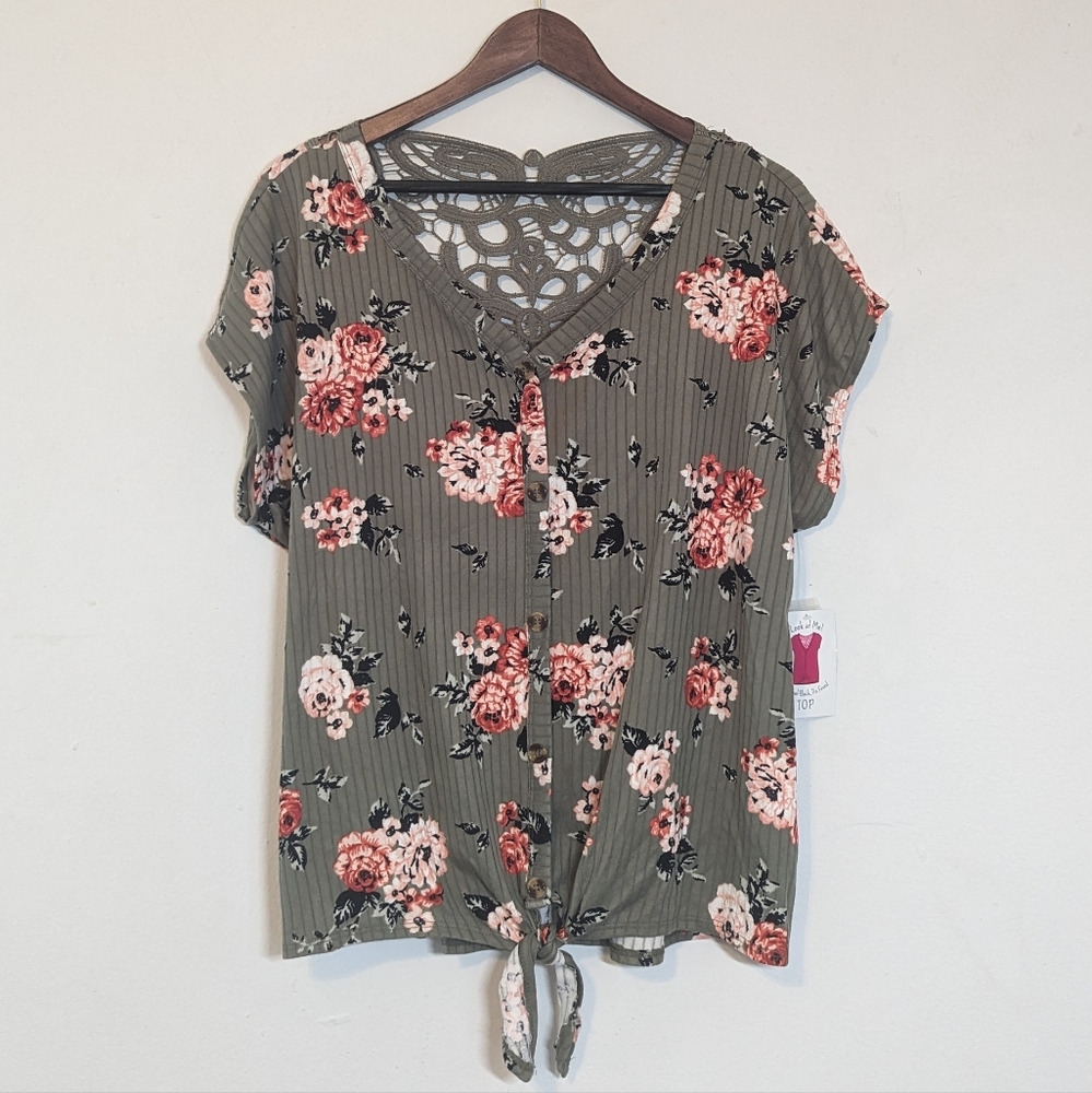 Floral Tie Front Top